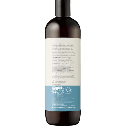 Miniatura 3 de Sukin Acondicionador hidratante, sin sulfatos, repara el cabello seco y dañado, antiencrespamiento, aroma a coco y lima, 16.91 onzas líquidas