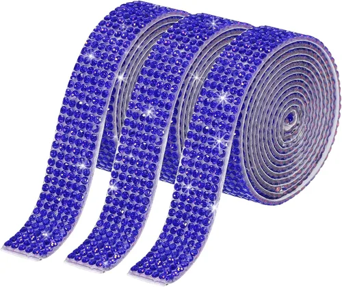 Miniatura 70 de MECCANIXITY 3 rollos de cinta de diamantes de imitación autoadhesiva de 3 yardas y 0.315 in para proyectos de artes y manualidades, pasteles de Beige