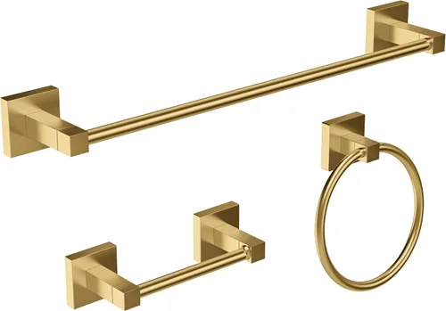 Miniatura 11 de Ruacq Soporte de papel higiénico de níquel cepillado, anillo de toalla, accesorios de baño, juego de accesorios de baño de doble poste giratorio