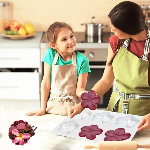 Miniatura 4 de Frangipani Flowers - Molde de silicona para chocolate, moldes de mousse de plumeria para hornear, 2 paquetes de 12 cavidades de 8.6 x 5.5 x 0.94