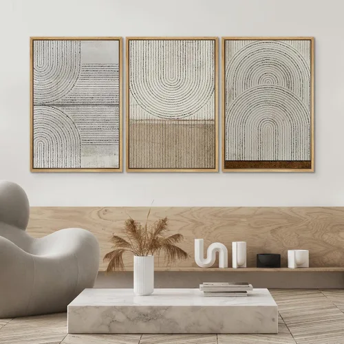 Miniatura 193 de SIGNWIN Lienzo enmarcado para pared, arte con pinceladas de flujo neutro en tonos beige abstractos, ilustraciones, arte moderno, decorativo