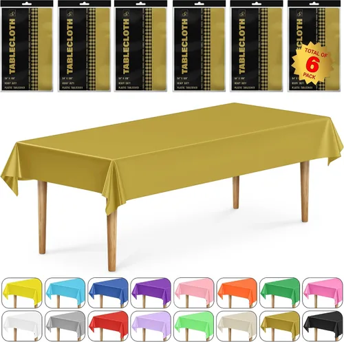 Miniatura 54 de DecorRack 2 Manteles rectangulares de plástico libres de BPA, 54 x 108 pulgadas, mantel de mesa para comedor, mantel rectangular para fiestas