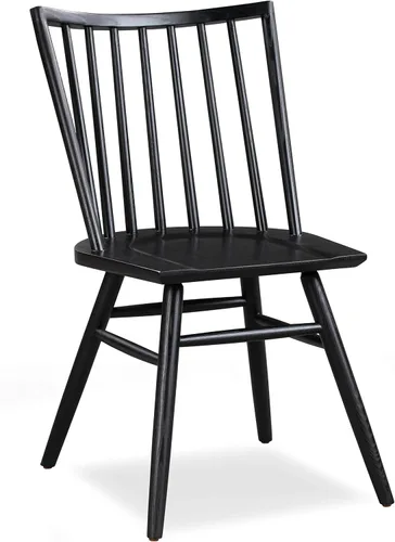 Miniatura 12 de Poly & BARK Ligna Taburete de mostrador en negro – Taburete inspirado en mediados de siglo con respaldo de husillo esculpido – Marco de roble
