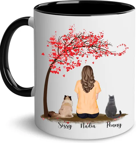 Miniatura 19 de WHIDOBE Taza personalizada de gato (1 gato) de 11 onzas, taza de 15 onzas para amantes de los gatos con avatar, gatito, nombres, regalo