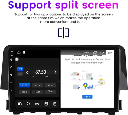 Miniatura 7 de Radio Android estéreo para Honda Civic 2016-2021, Biorunn 9 pulgadas GPS inalámbrico con cable Car-Play Android Auto IPS pantalla táctil navegación