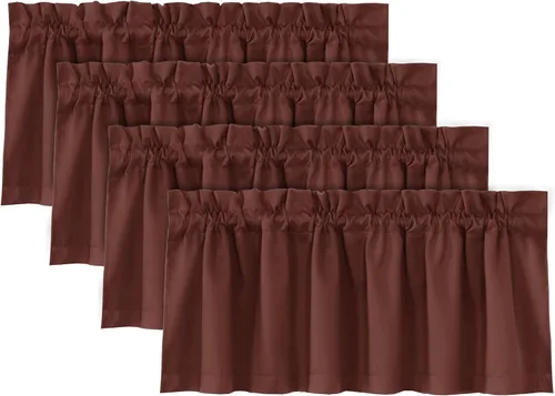 Miniatura 27 de H.VERSAILTEX Cenefas de cortina 100% opacas para ventanas, 2 paneles con aislamiento térmico, bolsillo para barra, pequeña cenefa corta para cocina