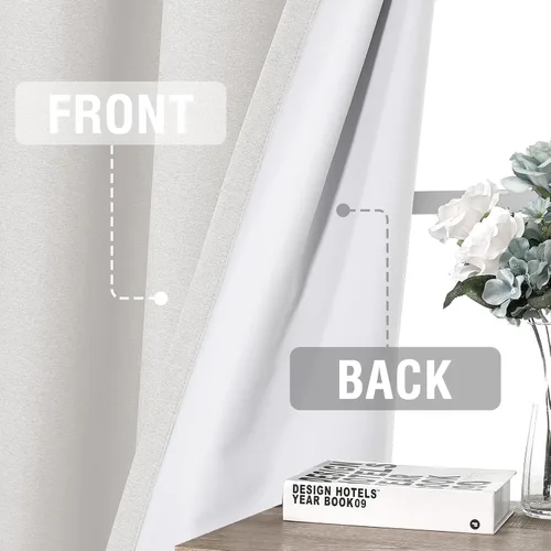 Miniatura 20 de H.VERSAILTEX - Cortinas 100% opacas con aislamiento térmico, texturizadas, de lino, con bloqueo de calor y luz completa, p/sala de estar y Roble