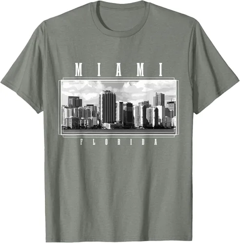 Miniatura 17 de Miami Skyline Florida Pride Vintage Miami Camiseta, Negro