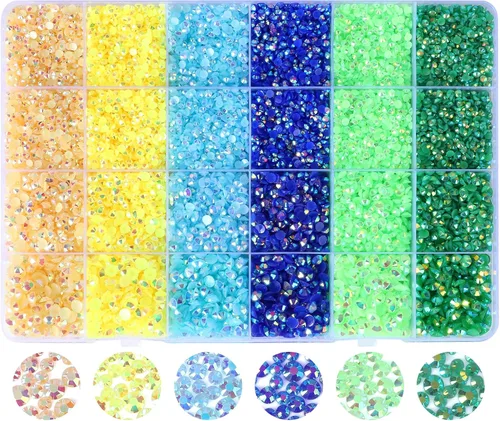 Miniatura 11 de Diamantes de imitación de resina con parte trasera plana, 21000 unidades de piedras preciosas de gelatina que no se calientan, 6