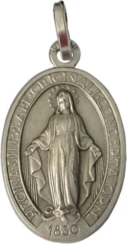 PLATA DE LEY 925 "LA MEDALLA MIRACULOSA" - LA ORIGINAL - 100% HECHO EN ITALIA - MEDALLAS DE LOS SANTOS PATRÓN, Plata esterlina, No es una piedra