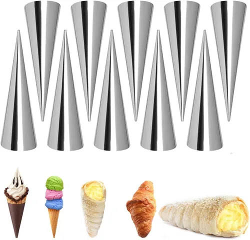 Molde para pan de crema de acero inoxidable, molde cónico de cono de croissant antiadherente, tubos de pastelería daneses, moldes de helado para