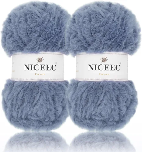 Miniatura 114 de NICEEC Hilo de Pelo Sintético Super Suave, Grueso y Esponjoso, Hilo de Pestañas para Crochet y Tejido (Longitud Total 192m/9.1kg) - Otoño/300g