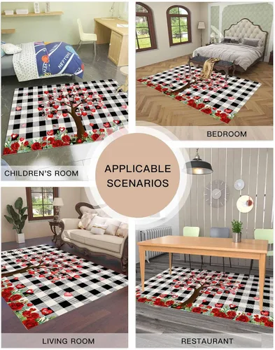 Miniatura 7 de Alfombra de área para interiores de 3 x 5 pies, alfombra antideslizante para el día de San Valentín para habitación de los niños, árbol de amor