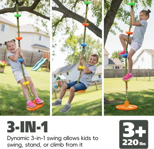 Miniatura 3 de ZNCMRR Columpio de árbol para niños Columpio de cuerda para árbol Cuerda de escalada para niños Columpios de disco resistentes para niños Accesorios
