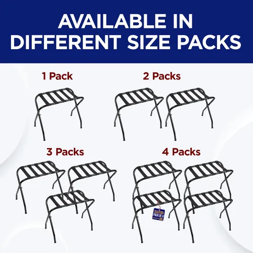 Miniatura 9 de Lifemaster Portaequipajes de metal – Paquete de 4 soportes plegables, fáciles de montar, ahorro de espacio y elegante marco de acero para maletas
