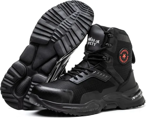 Miniatura 6 de ORISTACO Botas de acero con punta de trabajo de seguridad de tela ligera construcción zapatillas