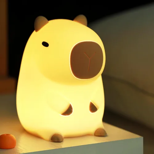 Miniatura 7 de Attivolife Capybara - Luz nocturna para niños, lámpara de noche de silicona animal recargable por USB, control táctil con regulador y temporizador