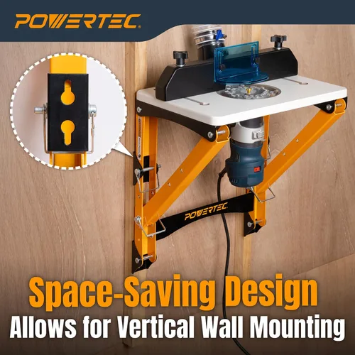 Miniatura 7 de POWERTEC Soporte de Mesa Plegable para Enrutador – Base de Estación de Trabajo de Altura Ajustable para Mesas de Enrutador de Recorte de 11-1/2" x