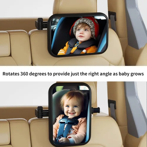 Miniatura 9 de Espejo de automóvil para bebé, orientado hacia atrás, espejo ajustable de seguridad para asiento de automóvil para bebé, monitor de cámara