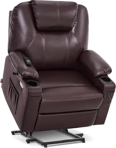 Miniatura 19 de MCombo Sillón reclinable eléctrico con capacidad de elevación, masaje y calor para ancianos, 3 posiciones, 2 bolsillos laterales y portavasos