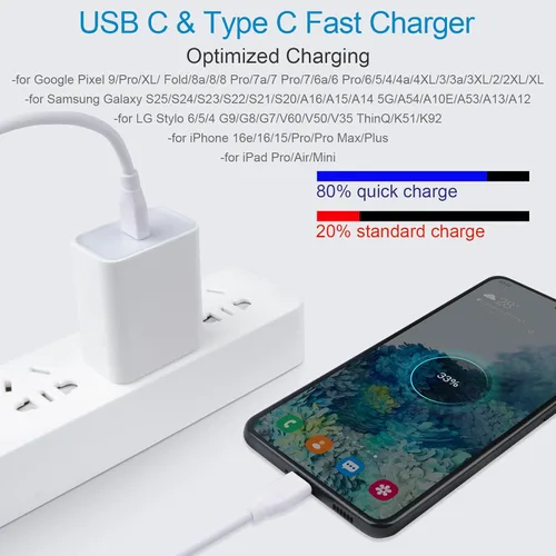 Miniatura 3 de Cargador rápido USB C para Google Pixel 10 Pro XL 9a 9 Pro XL Fold 9 8a 8 Pro 7a 7 7Pro 6 6Pro 6a 5 4 4a 4XL 3a 3XL 2XL, Samsung Galaxy A16 A15 5G