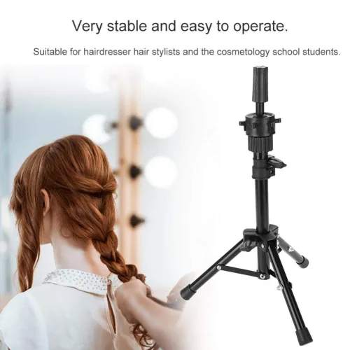 Miniatura 3 de Soporte para cabeza de maniquí, soporte de trípode, ajustable, profesional, de plástico, para peluca, sombrero, soporte para cabello para cabeza