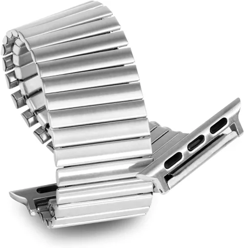 Miniatura 9 de Correa elástica de acero inoxidable compatible con Apple Watch Series 6/5/4/3/2/1 SE, 1.614 in/1.772 in/1.654 in/1.496 in/1.575 in/1.732 in, cierre