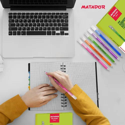 Miniatura 2 de Matador - Bolígrafo para diario – Bolígrafos de tinta negra fina de cuerpo de goma de colores surtidos – Suministros de escritura para la escuela