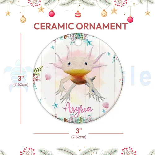 Miniatura 4 de Hyturtle Adorno de Navidad personalizado para los amantes de los ajolotes – Just A Girl Who Loves Axolotls Adorno de cerámica con nombre