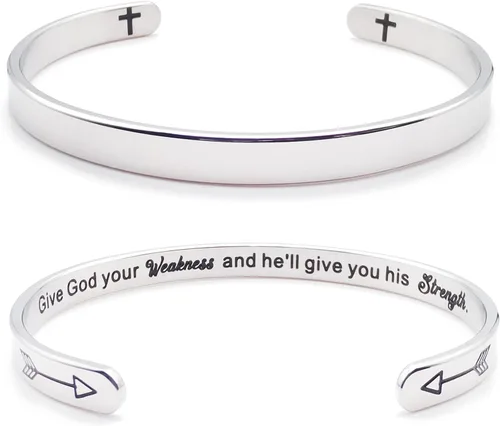 Miniatura 380 de Pulseras inspiradoras para mujer, joyería de acero inoxidable, con refranes, pulsera motivacional con mensaje oculto, pulseras grabadas para mejor