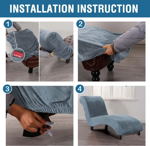 Miniatura 7 de H.VERSAILTEX Funda para Chaise Lounge de Interior de Terciopelo, Funda Deslizable para Chaise de Alta Elasticidad, Funda para Silla Lounge de Lujo
