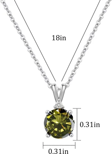 Miniatura 35 de 8mm Round Cubic Zirconia Sterling Silver Necklace Dainty Necklace Birthstone Jewelry Pendant Necklaces for Women