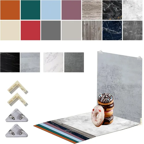 Miniatura 8 de Tablero grande de fondo de fotos de 24 x 24 pulgadas: 3 piezas de 6 patrones de fondos de fotografía de productos para joyería de alimentos, kit