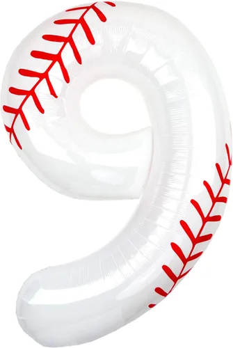 Miniatura 29 de Juego de globos de béisbol de 40 pulgadas, decoraciones de fiesta de cumpleaños número 10 para niños, globo de béisbol número 10 para suministros