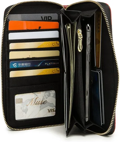 Miniatura 72 de Cartera de mano para mujer, estilo bohemio, con RFID, elegante, espaciosa con correa para viajes, capacidad para tarjetas, teléfono, dinero