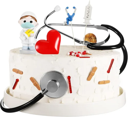 21 decoraciones para tartas de graduación para enfermeras, decoraciones de fiesta de graduación, decoración de cupcakes de enfermería para médicos,