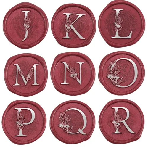 Miniatura 3 de Sello de cera del alfabeto K, sello de cera de hojas de eucalipto con letra K para sellar ceras, kit de sello de invitación de fiesta y tarjeta