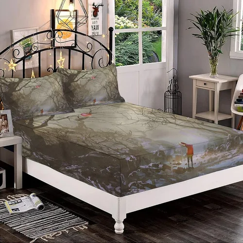 Miniatura 10 de XISUNYA Juego de sábanas decorativas tamaño Queen, juego de sábanas bajeras y 2 fundas de almohada con bolsillos profundos de Halloween