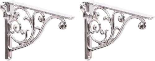 Miniatura 72 de Soportes de estante de 4 pulgadas, paquete de 4 soportes de pared de latón antiguo de alta resistencia, estantes decorativos de cocina victoriana
