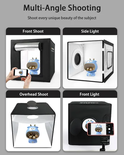 Miniatura 5 de DUCLUS Fotografía de caja de luz, caja portátil de cabina de estudio fotográfico, 10 "x 10" Mini tiendas de campaña de tiro profesional con 104