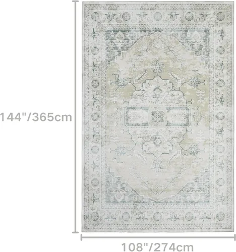 Miniatura 177 de Syalife 4x6 Alfombra Lavable para Área, Ultra Suave Antideslizante, Pila Baja, Alfombra Vintage Resistente a Manchas para Sala de Estar, Alfombra