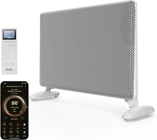 Ballu Calentador de espacio de panel infrarrojo de mica para habitación grande, calentador silencioso inteligente con termostato programable,