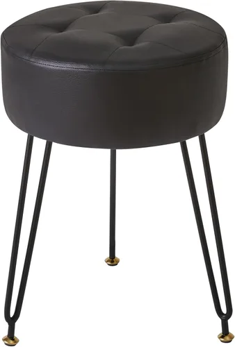 Miniatura 25 de IBUYKE Reposapiés Otomano Redondo de Terciopelo, Taburete de Tocador de Maquillaje Mesa Auxiliar, Asiento de Mesa de Tocador de Terciopelo, Taburete