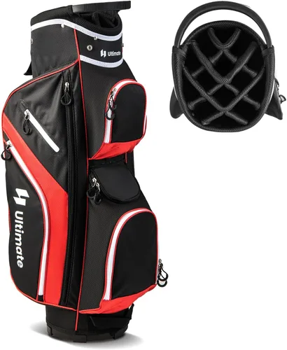 Miniatura 10 de Bolsa de carrito de golf Tangkula con divisores superiores de 14 vías, bolsa ligera para palos de golf con 9 bolsillos, bolsa con enfriador, soporte