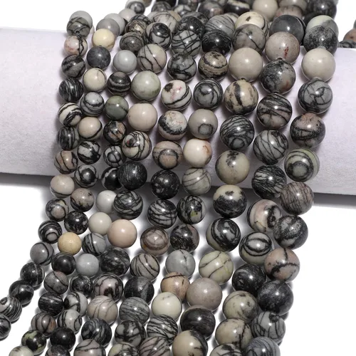 Miniatura 9 de 45 piezas de cuentas de telaraña, cuentas naturales de piedra redondas sueltas de 8 mm con poder curativo para hacer joyas, aretes, collares, Piedra