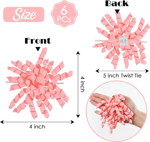 Miniatura 2 de AIMUDI Lazos Rosa Bebé para Envolver Regalos Lazos Burst de 4" Lazos de Cinta Rizada Autoadhesivos Lazos de Cinta Grosgrain con Amarre Torcido