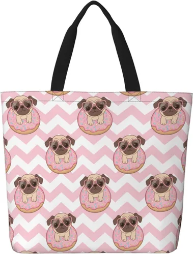 Miniatura 16 de Famame Canvas Tote Bag Large Women Casual Shoulder Bag Handbag Reusable Multipurpose Shopping Grocery Bag