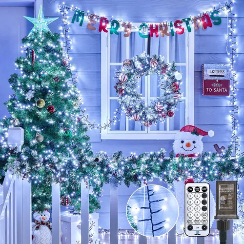 Miniatura 10 de Minetom Luces LED para árbol de Navidad de 50 pies, 1000 luces LED para exteriores, cuerda de petardos para exteriores, 12 modos, temporizador