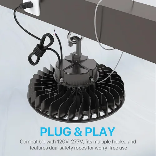 Miniatura 5 de HYPERLITE Luces LED High Bay de 100 W, 14,500 lm (145 lm/w) 5000 K, 1-10 V, regulable, cable de 5' con enchufe de 110 V, gancho de EE. UU., listado