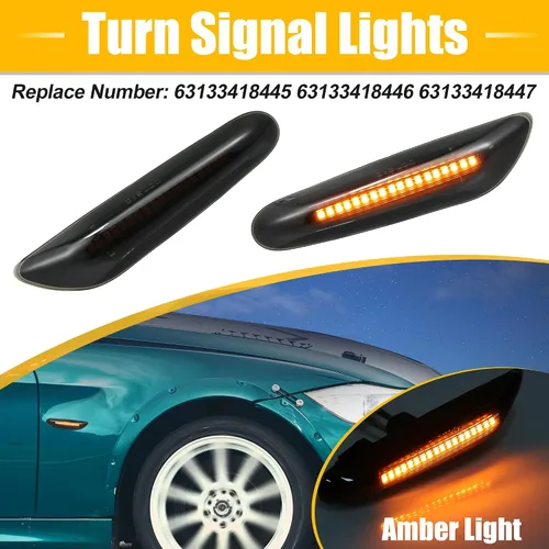 Miniatura 2 de X AUTOHAUX Señales de giro laterales LED completas para BMW 1 3 5 Serie E36 E46 E60 E87 E90 E92 X1 X3 63133418447 63133418448 Ensamblajes de luz
